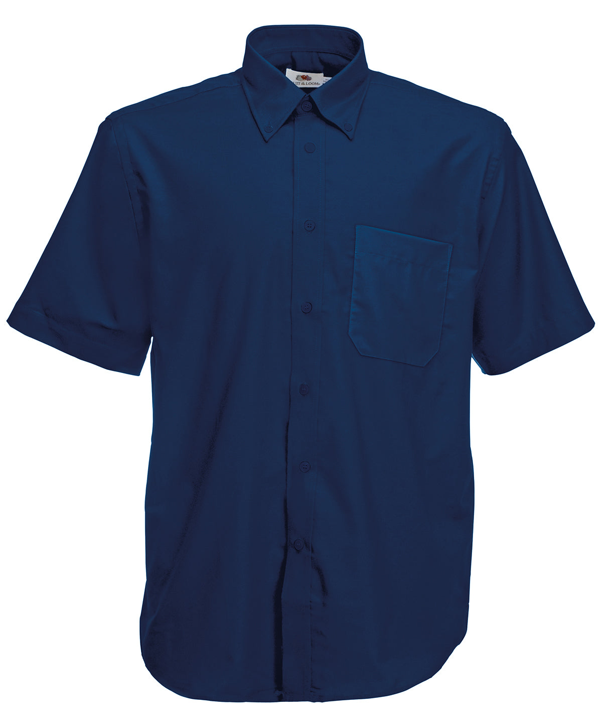 Navy - Oxford short sleeve shirt - GarmentEmbroidery