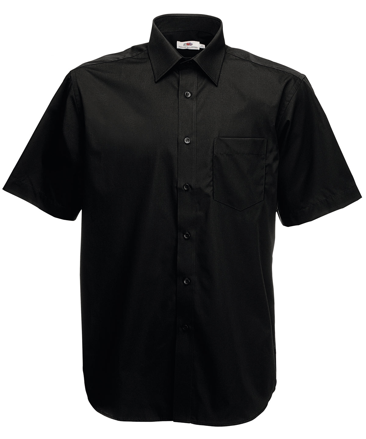 Black - Poplin short sleeve shirt - GarmentEmbroidery