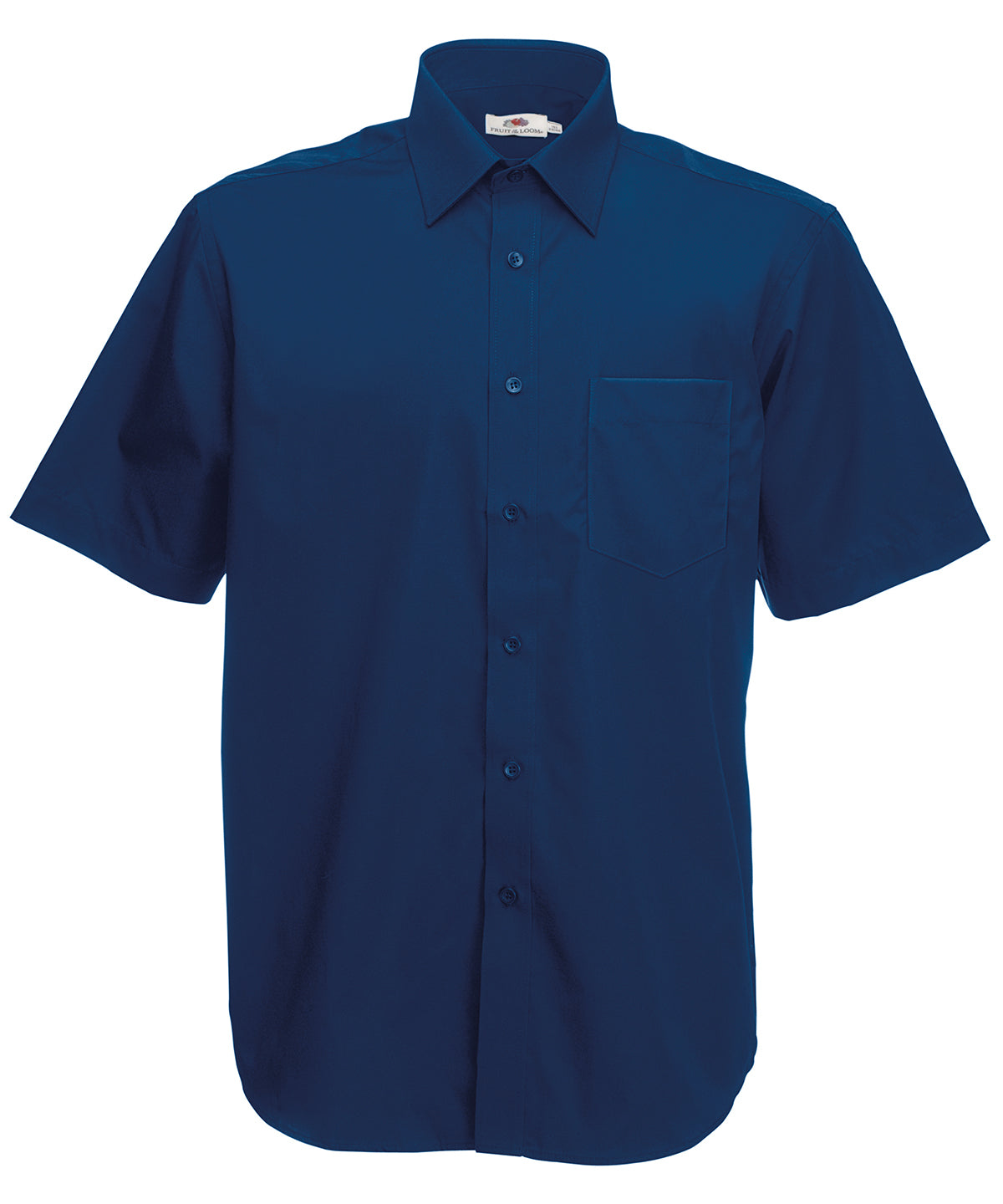 Navy - Poplin short sleeve shirt - GarmentEmbroidery