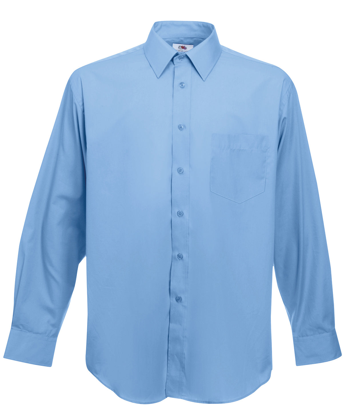 Mid Blue - Poplin long sleeve shirt - GarmentEmbroidery
