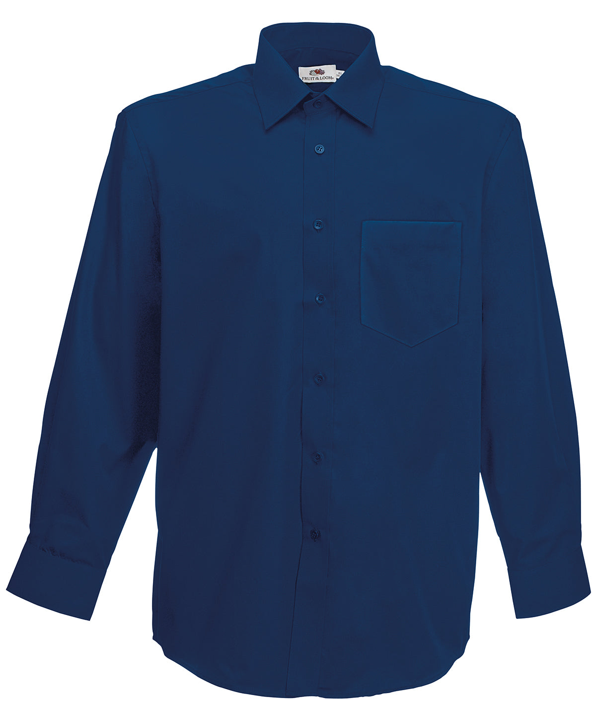 Navy - Poplin long sleeve shirt - GarmentEmbroidery