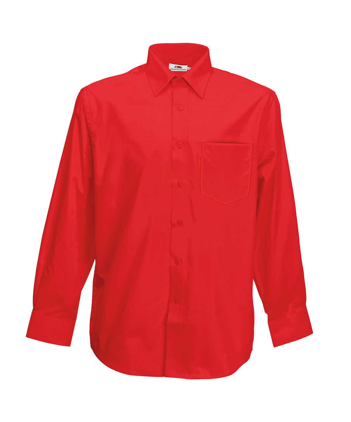 Red - Poplin long sleeve shirt - GarmentEmbroidery
