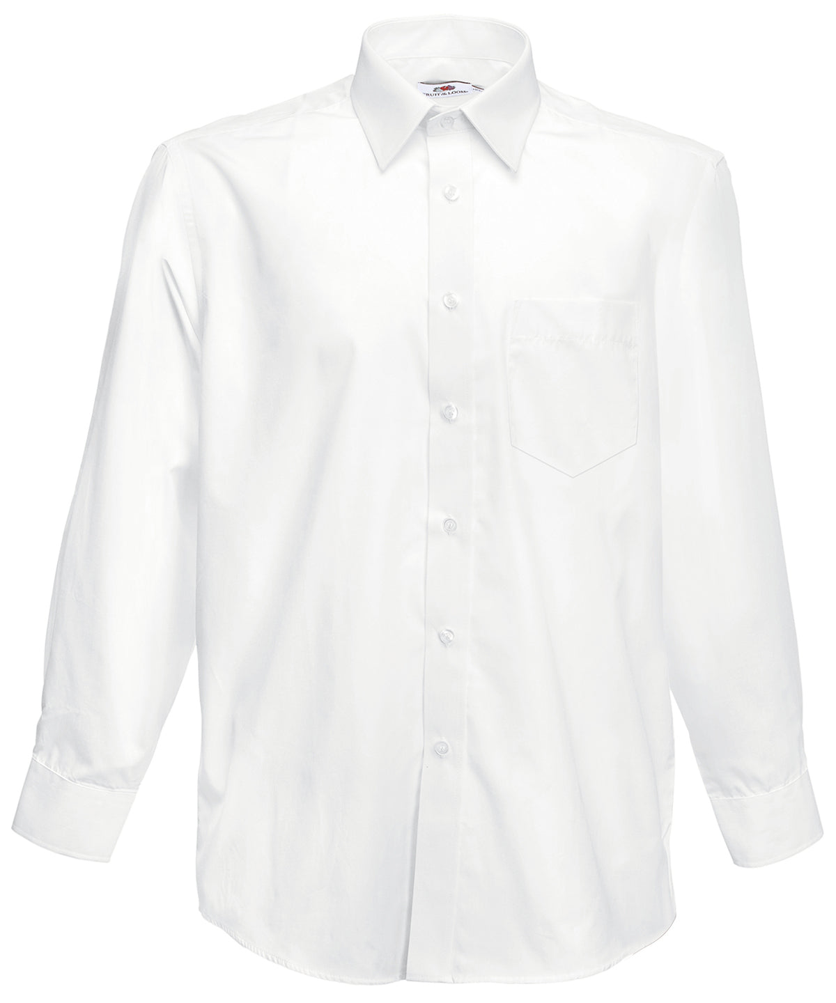 White - Poplin long sleeve shirt - GarmentEmbroidery