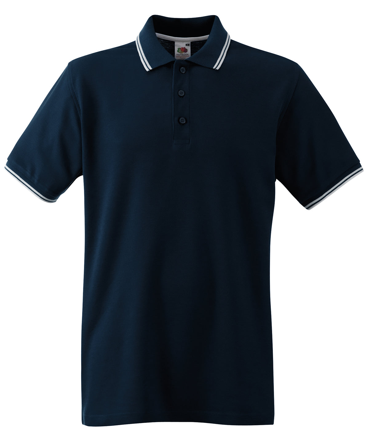 Deep Navy/White - Tipped polo - GarmentEmbroidery