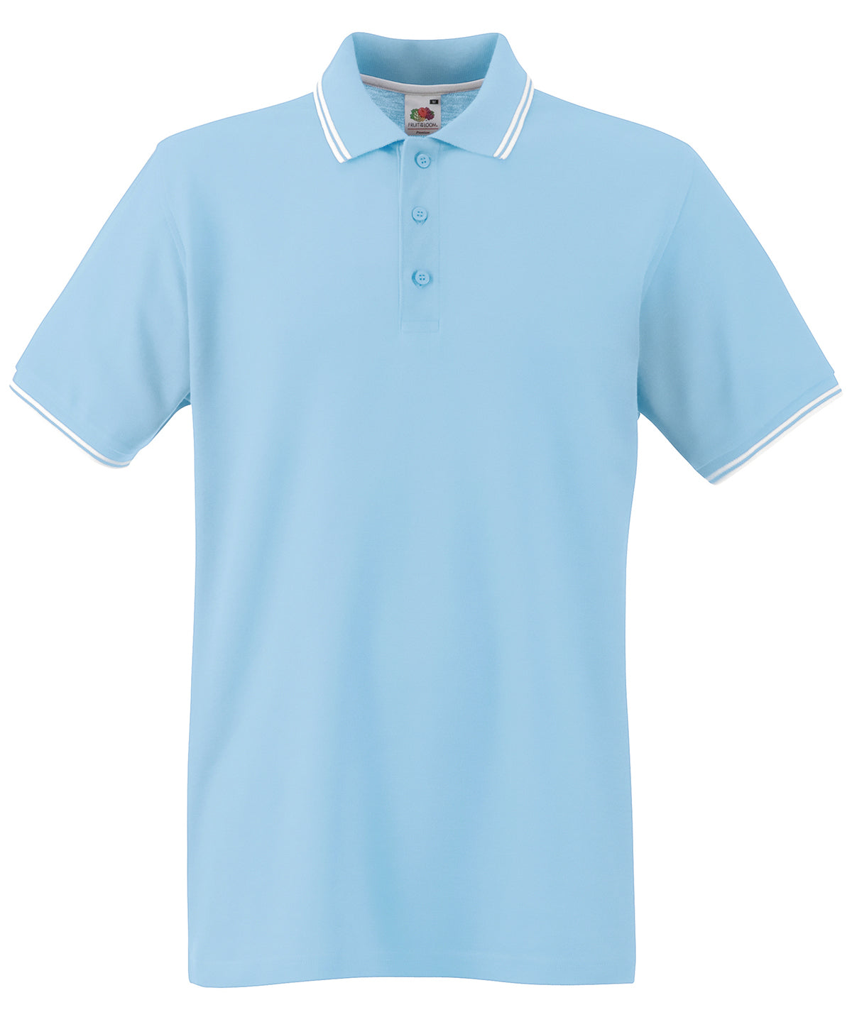 Sky Blue/White - Tipped polo - GarmentEmbroidery