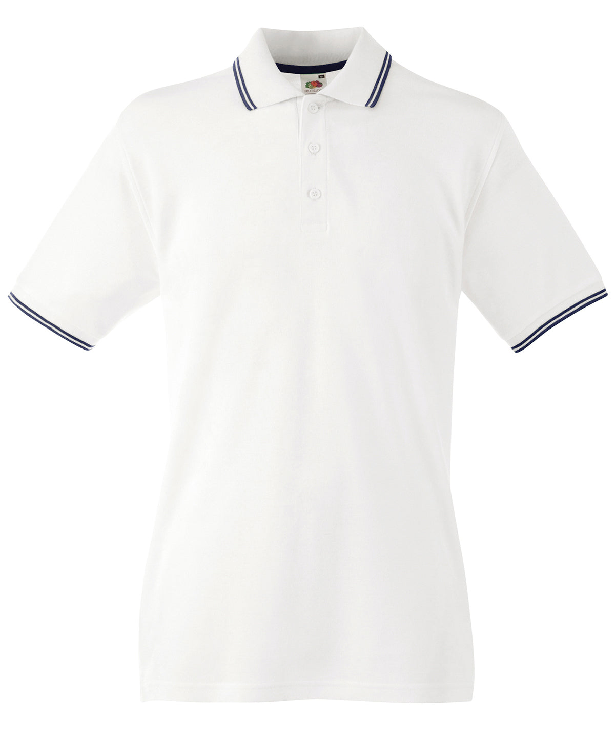 White/Deep Navy - Tipped polo - GarmentEmbroidery
