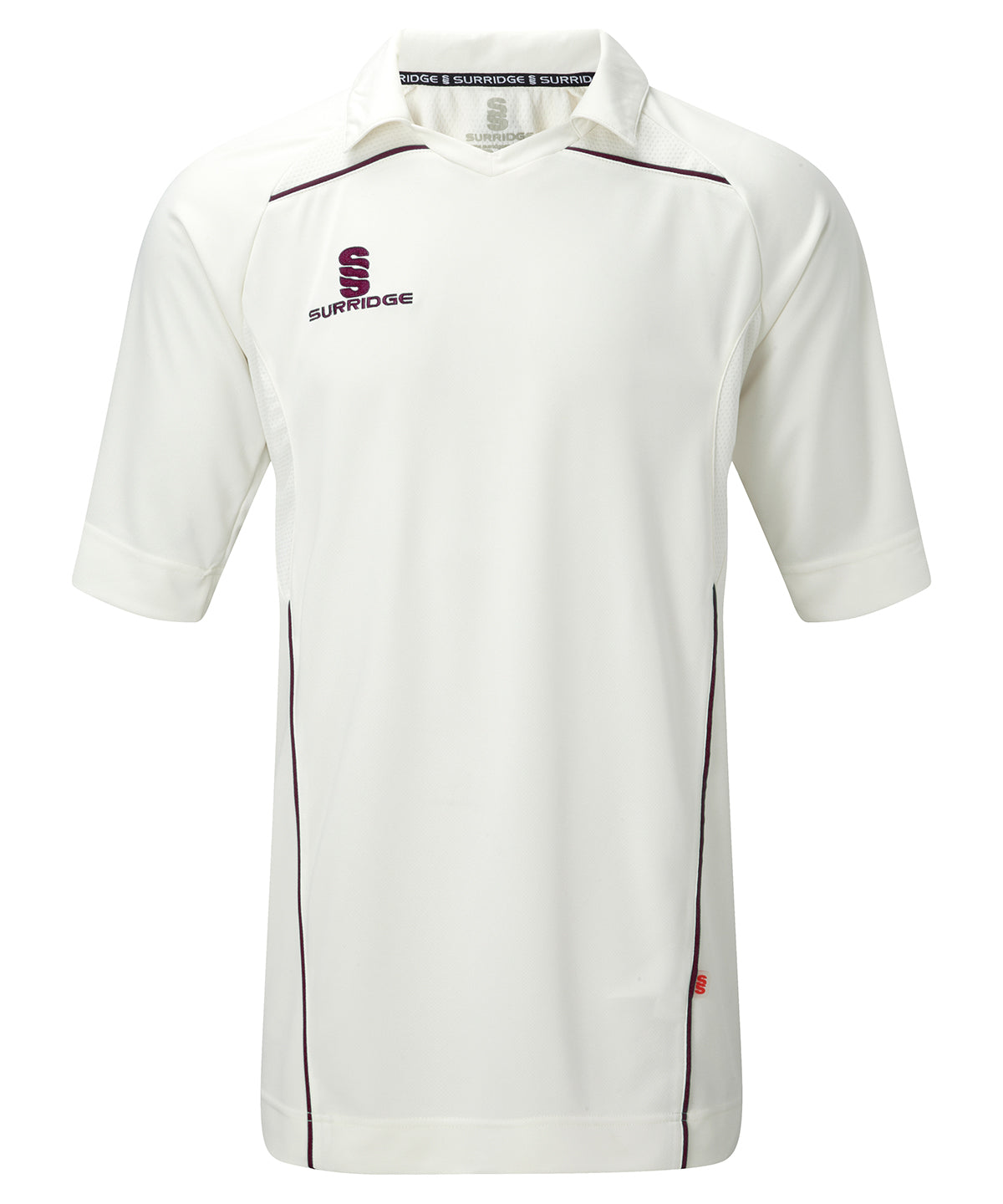 White/Maroon trim - Century shirt - GarmentEmbroidery