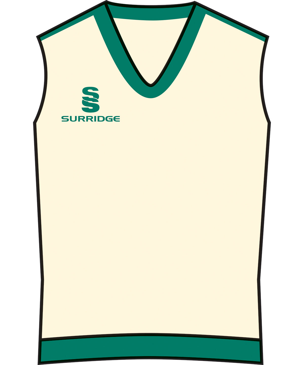 White/Green trim - Fleece lined sweater sleeveless - junior - GarmentEmbroidery