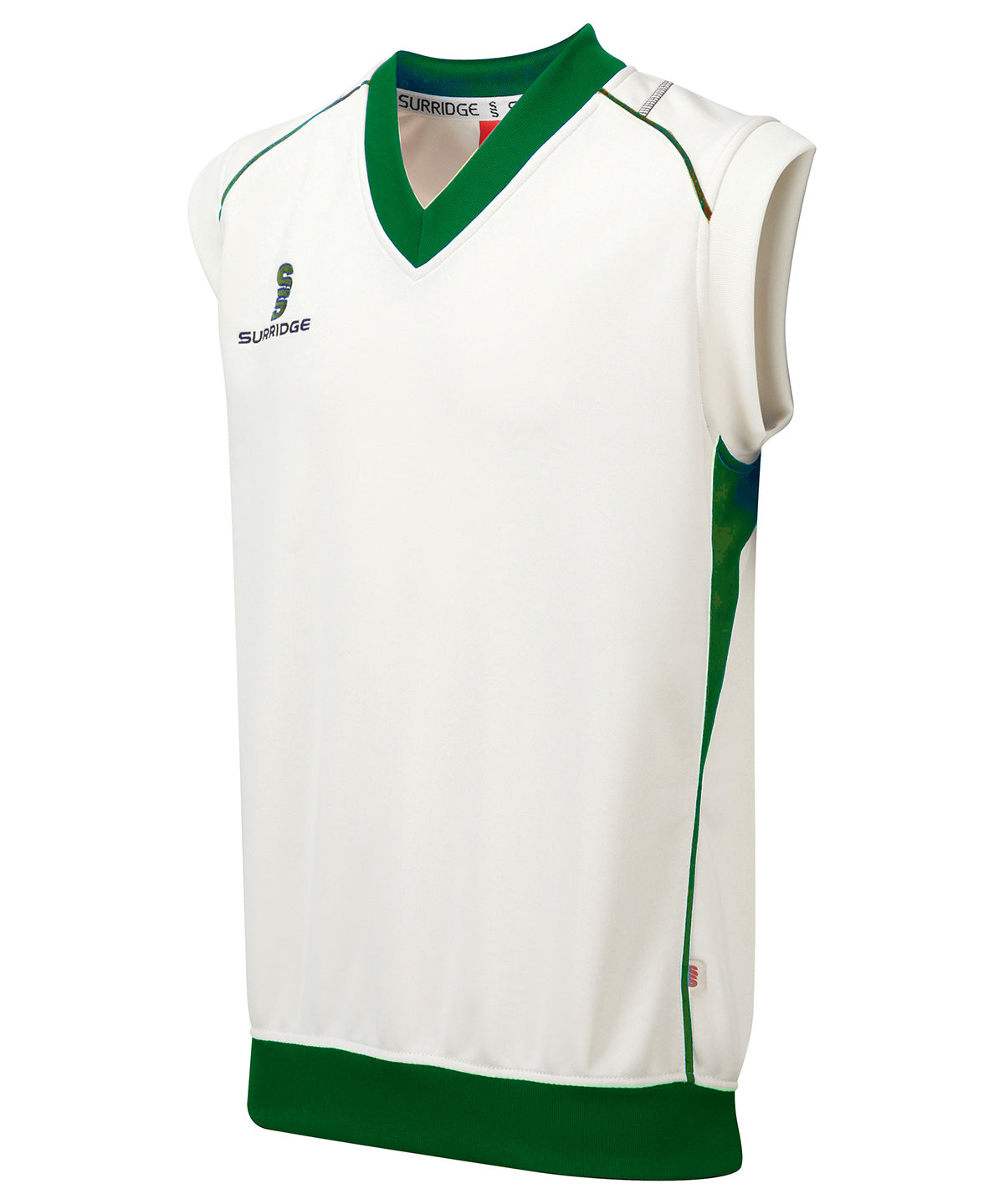 White/Green Trim - Curve sleeveless sweater - junior - GarmentEmbroidery