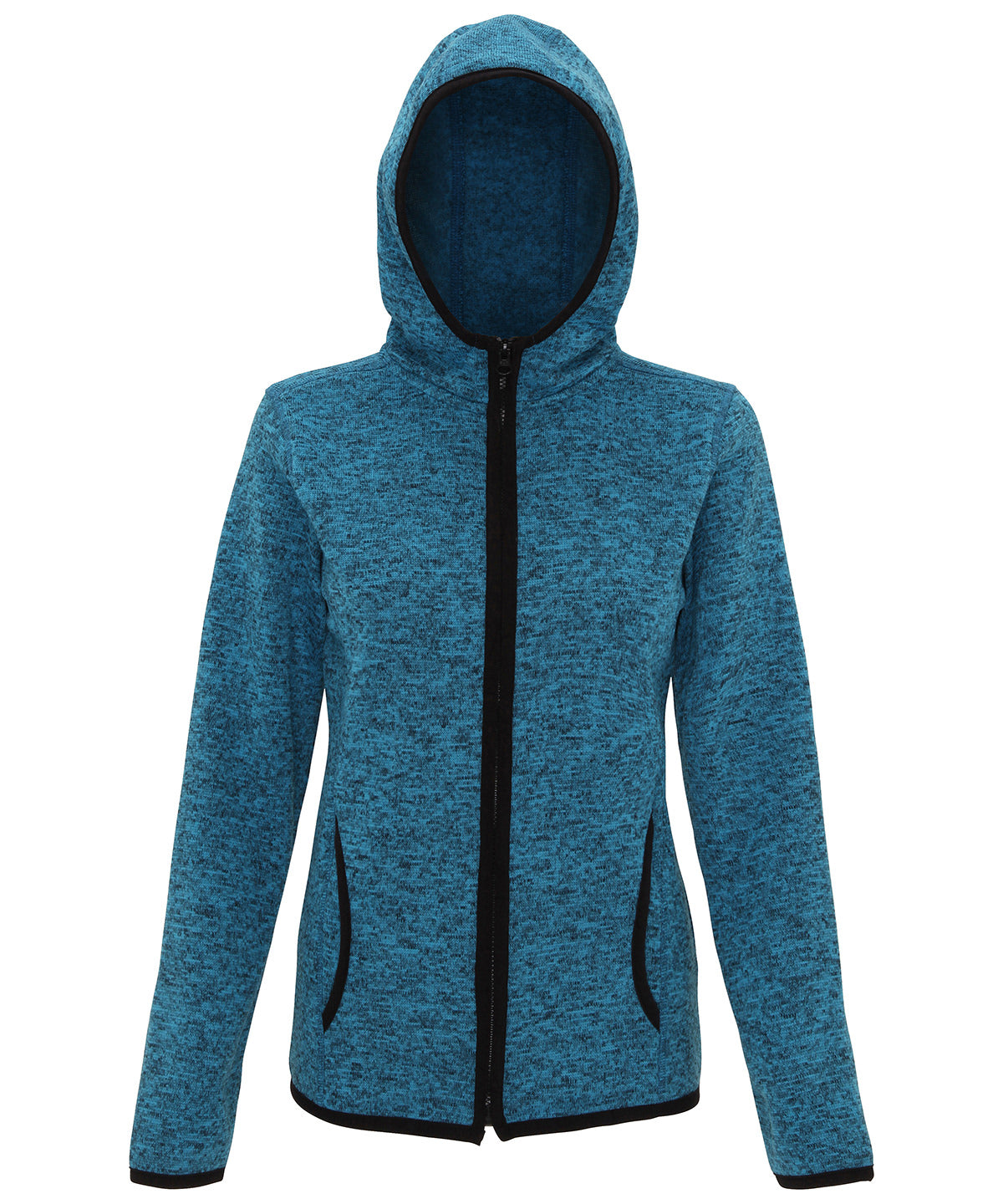 Sapphire/Black Fleck - Women's TriDri® melange knit fleece jacket - GarmentEmbroidery