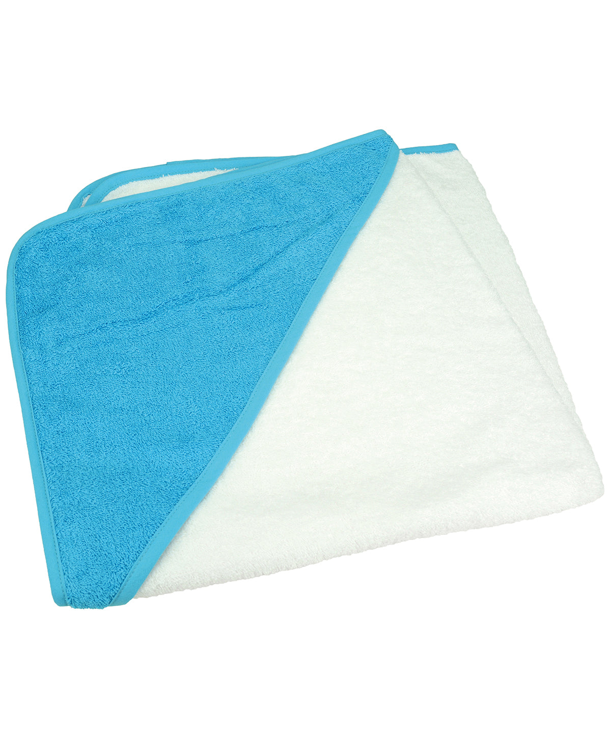 White/Aqua Blue/Aqua Blue - ARTG® Babiezz® medium baby hooded towel - GarmentEmbroidery