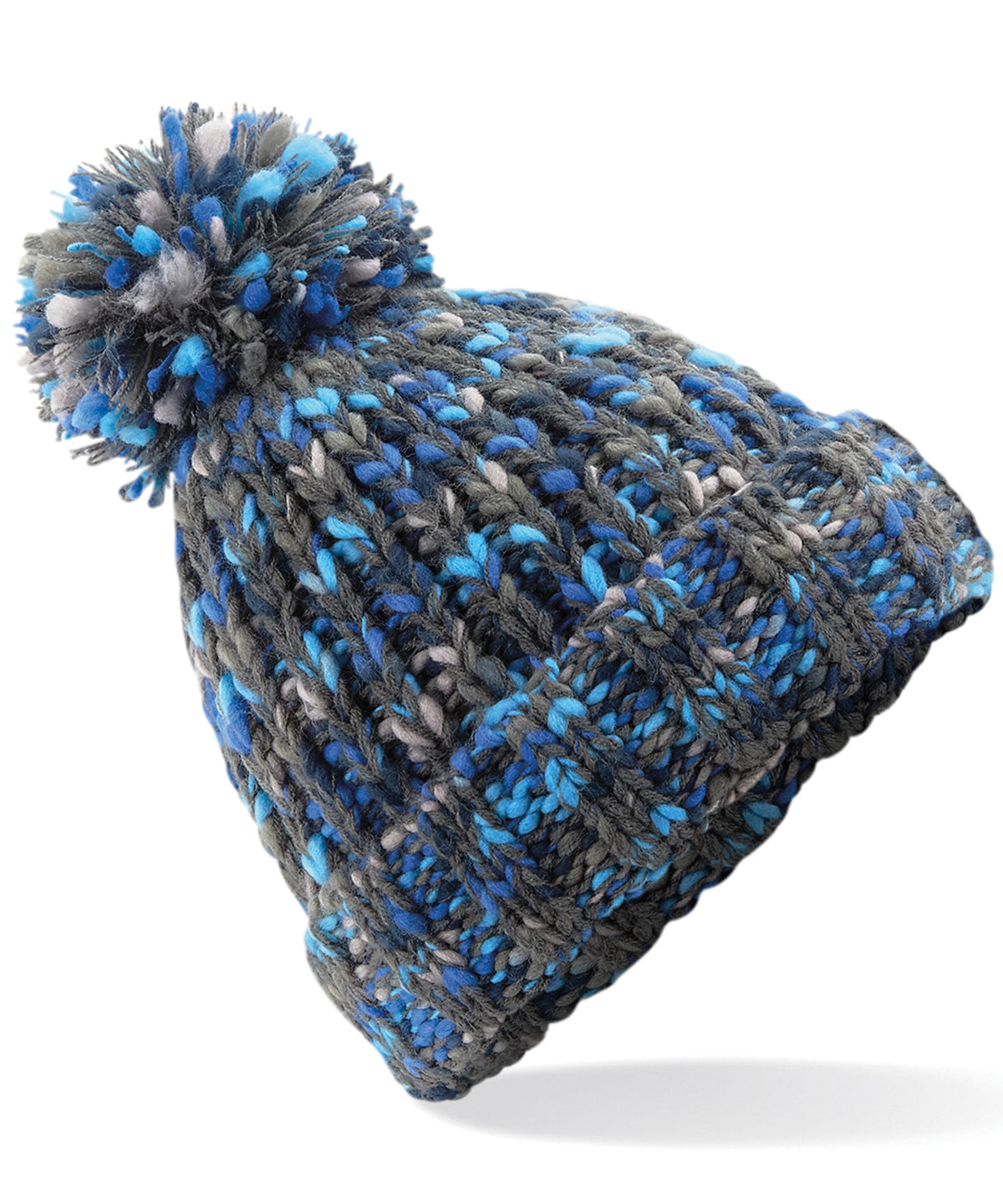 Glacier Twist - Twister pom pom beanie - GarmentEmbroidery