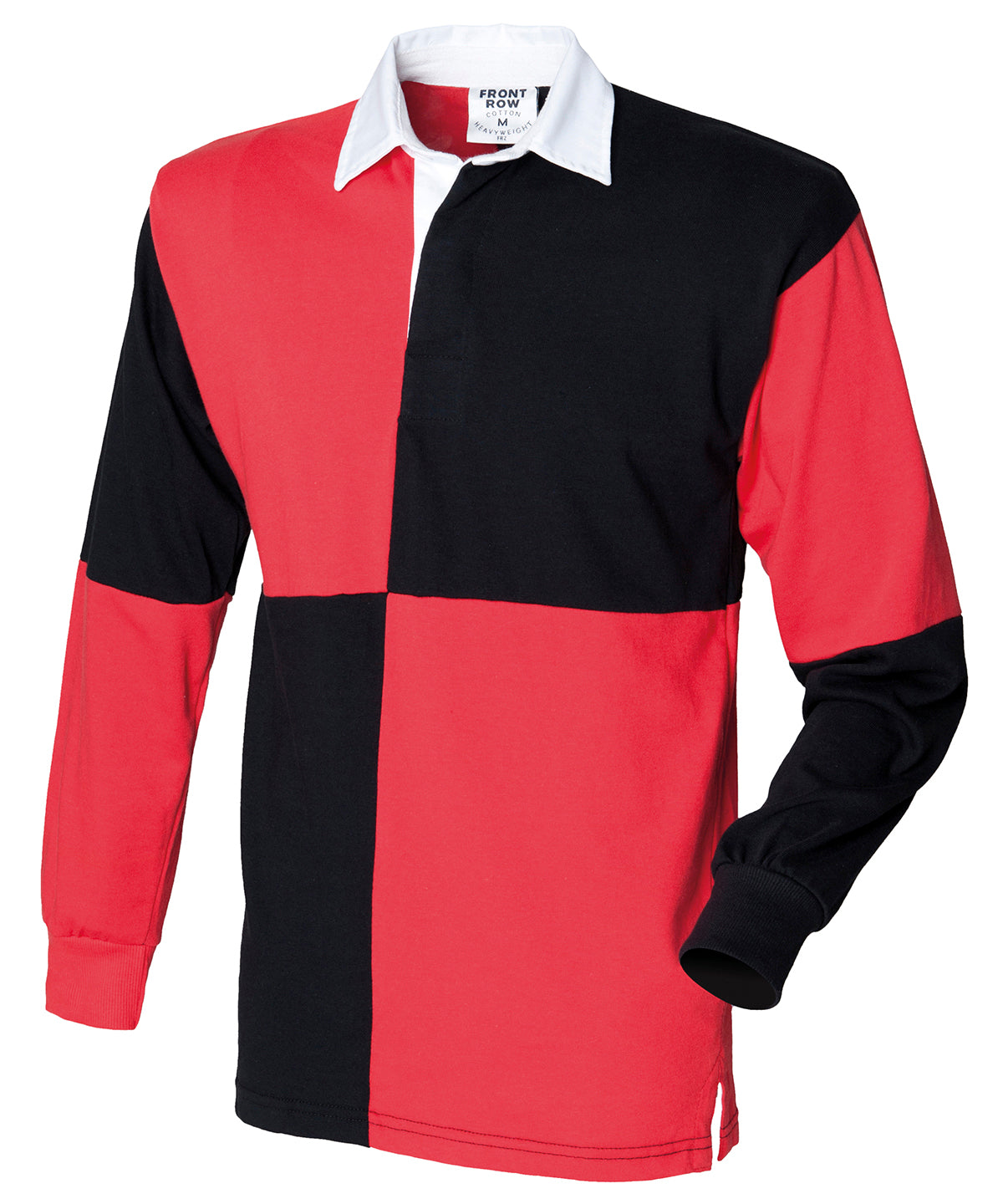 Black/Red (White collar) - Quartered rugby shirt - GarmentEmbroidery