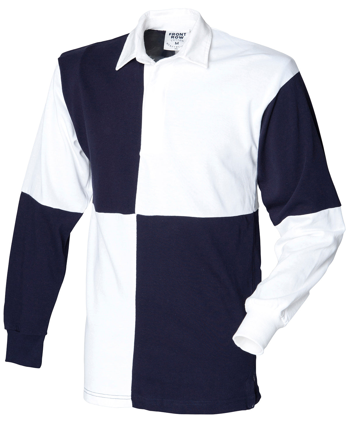 White/Navy (White collar) - Quartered rugby shirt - GarmentEmbroidery