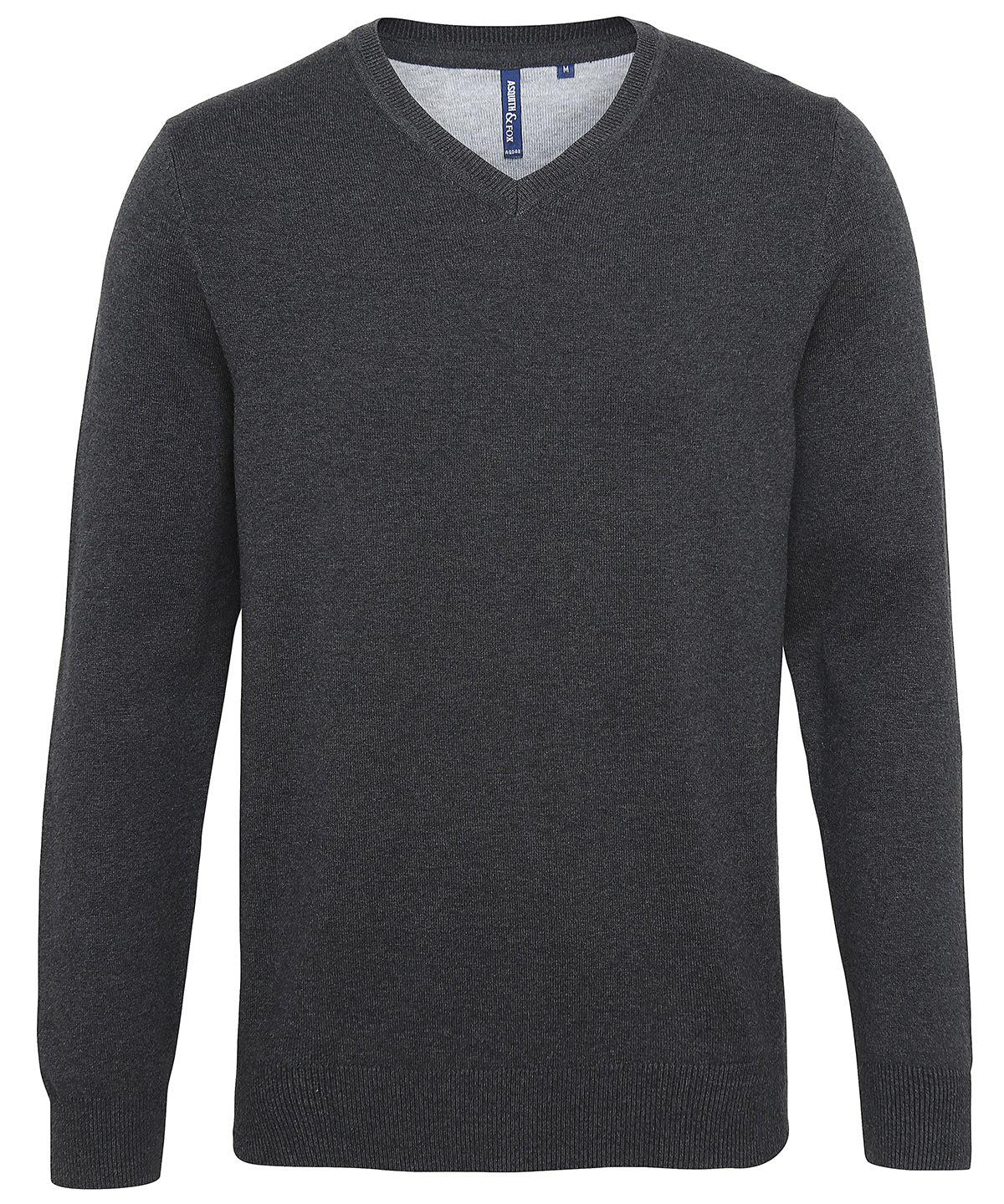 Heather Black - Men's cotton blend v-neck sweater - GarmentEmbroidery