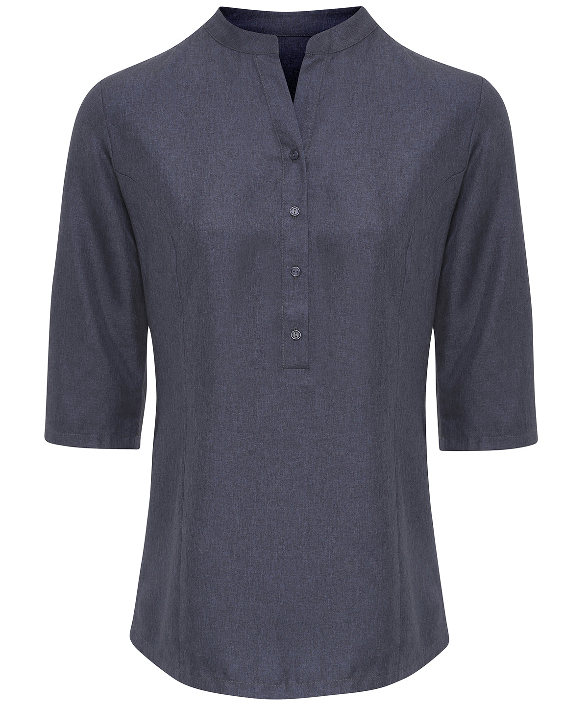 Heather Black - Verbena 'linen look' button-up beauty tunic - GarmentEmbroidery