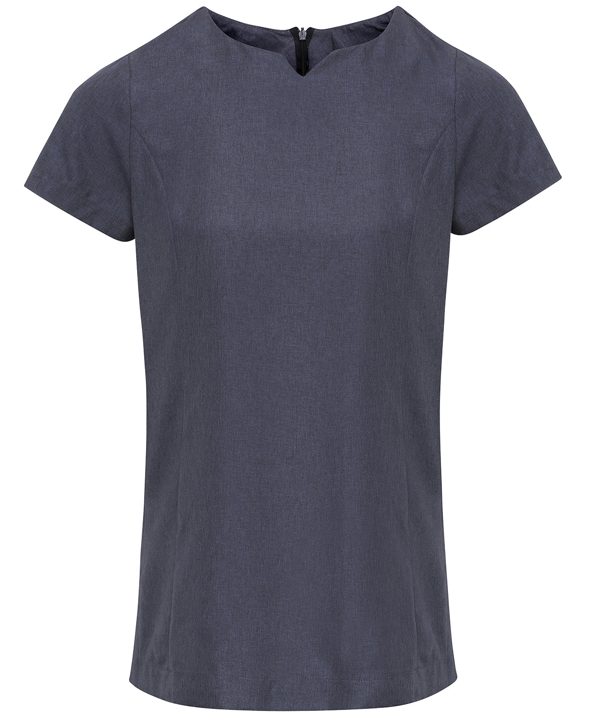 Heather Black - Viola 'linen look' cut neck beauty tunic - GarmentEmbroidery