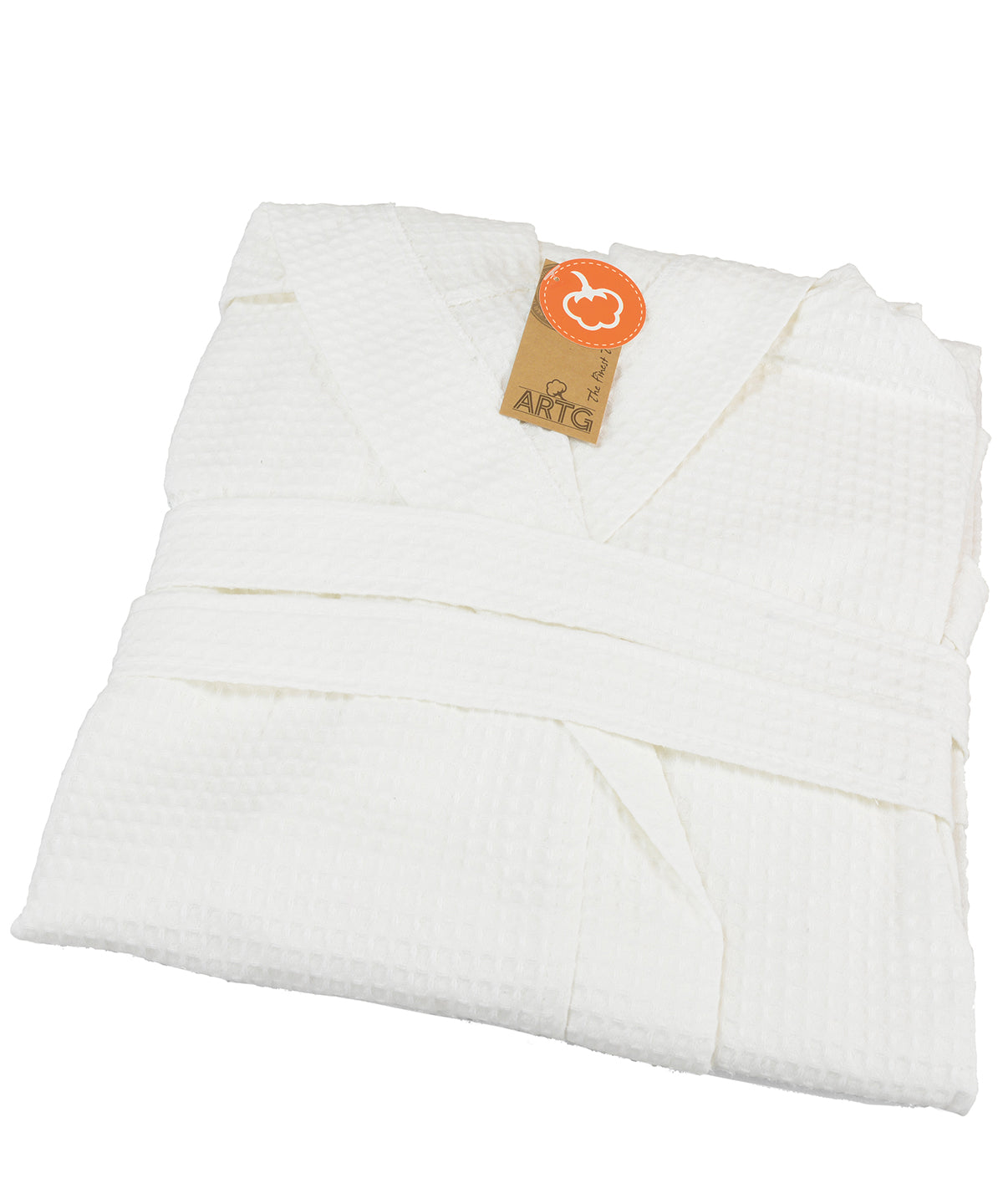 White - ARTG® waffle bathrobe with hood - GarmentEmbroidery