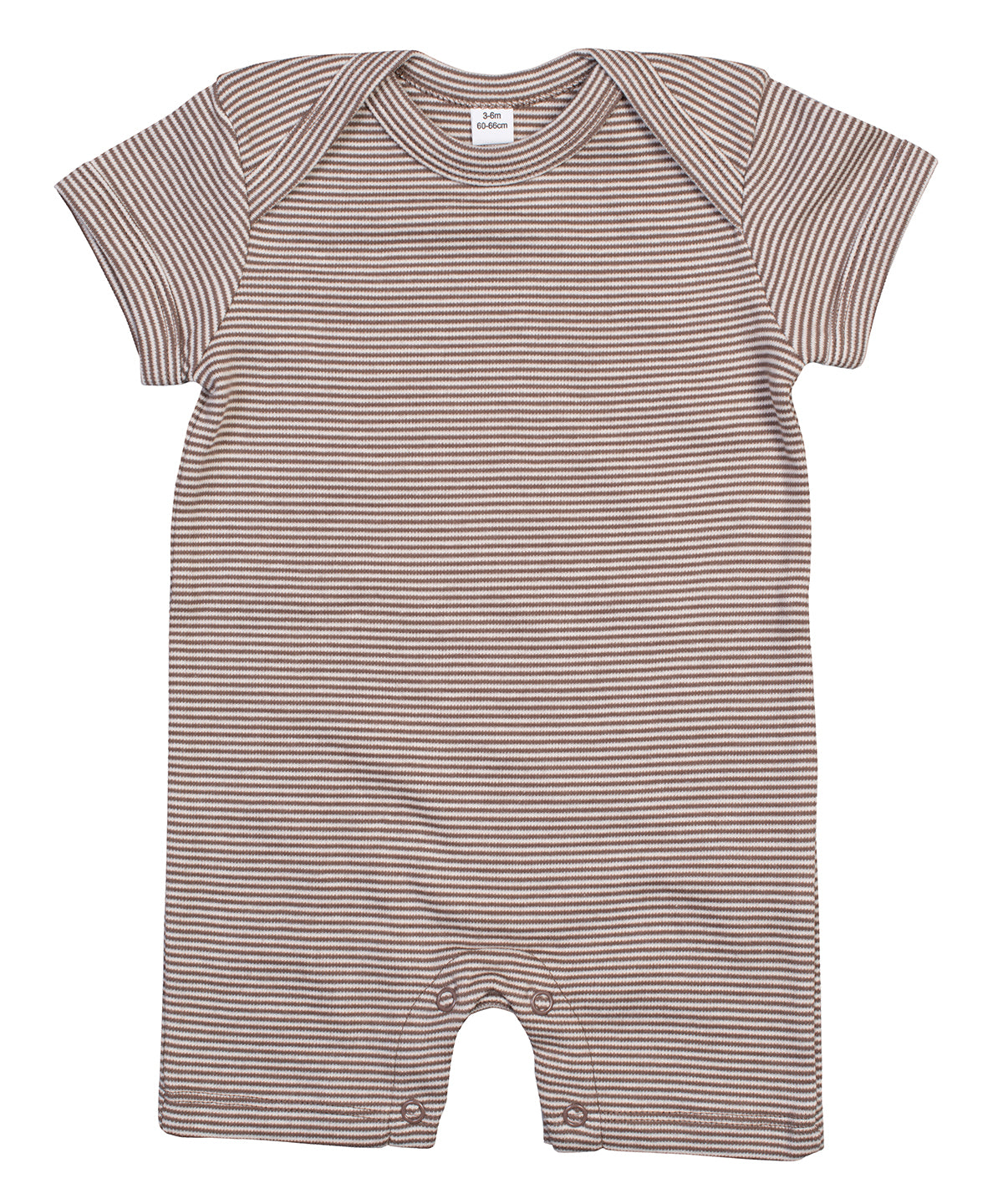 Organic Natural/Mocha - Baby striped playsuit - GarmentEmbroidery