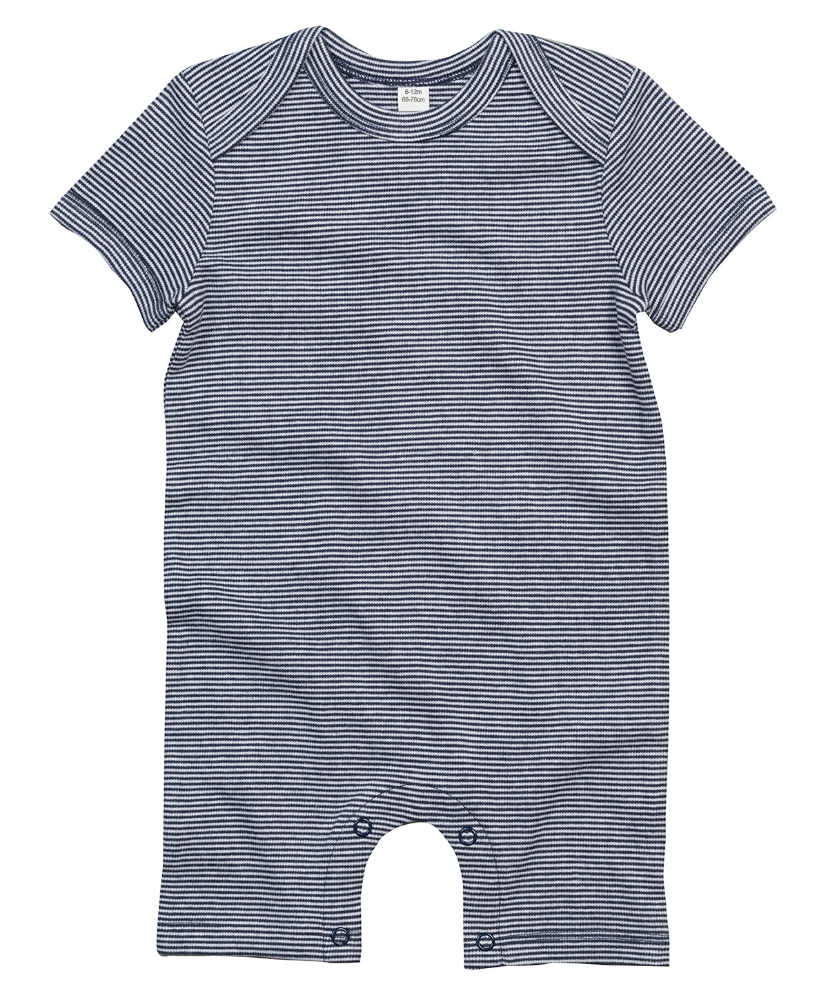 Organic White/Nautical Navy - Baby striped playsuit - GarmentEmbroidery