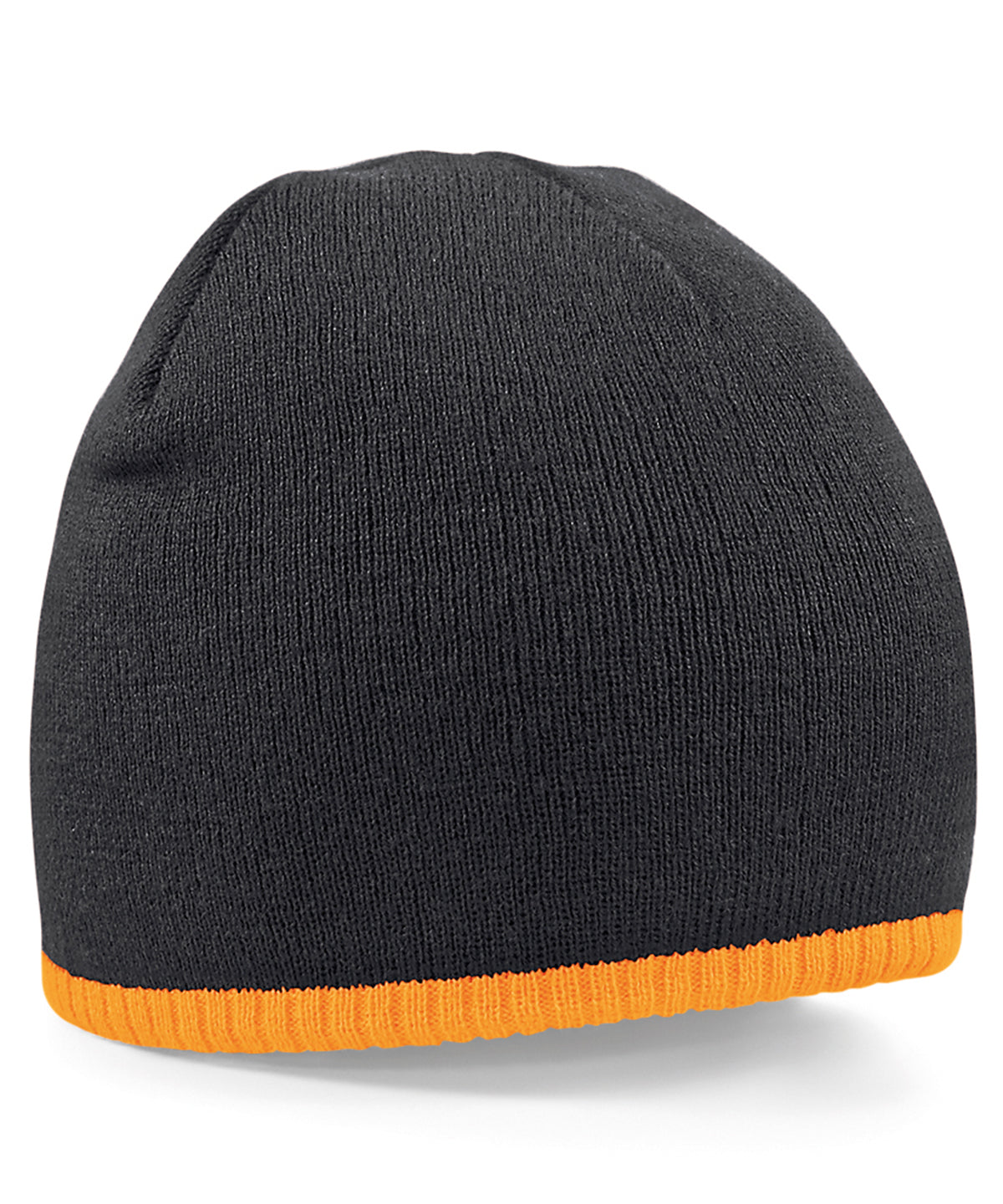 Black/Fluorescent Orange - Two-tone pull-on beanie - GarmentEmbroidery