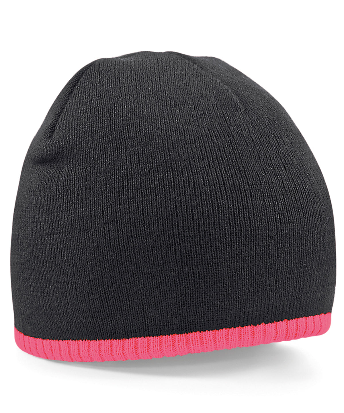 Black/Fluorescent Pink - Two-tone pull-on beanie - GarmentEmbroidery