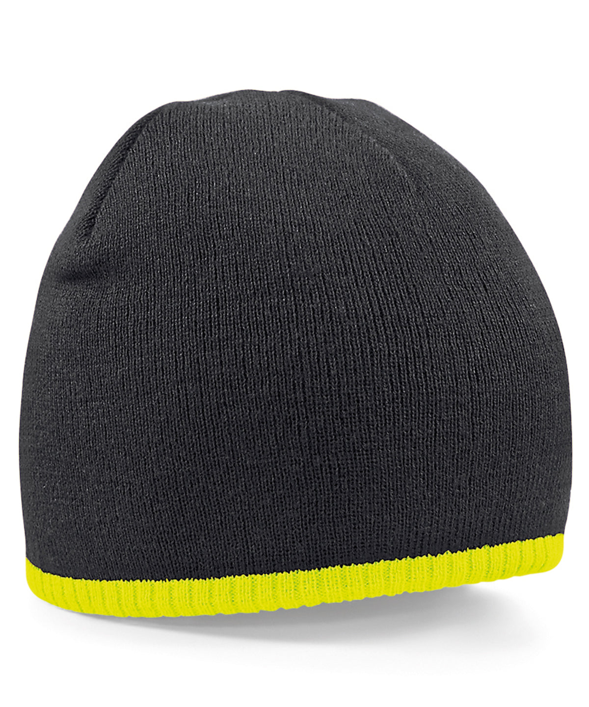 Black/Fluorescent Yellow - Two-tone pull-on beanie - GarmentEmbroidery