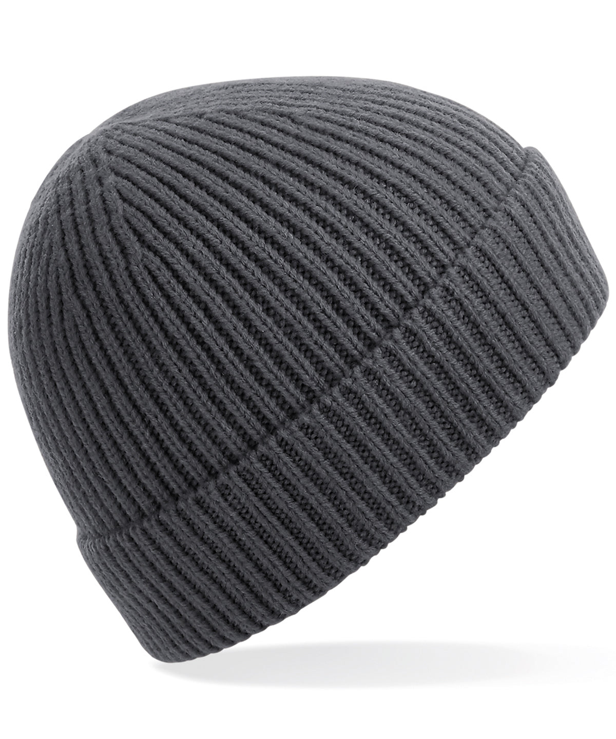 Graphite Grey - Engineered knit ribbed beanie - GarmentEmbroidery