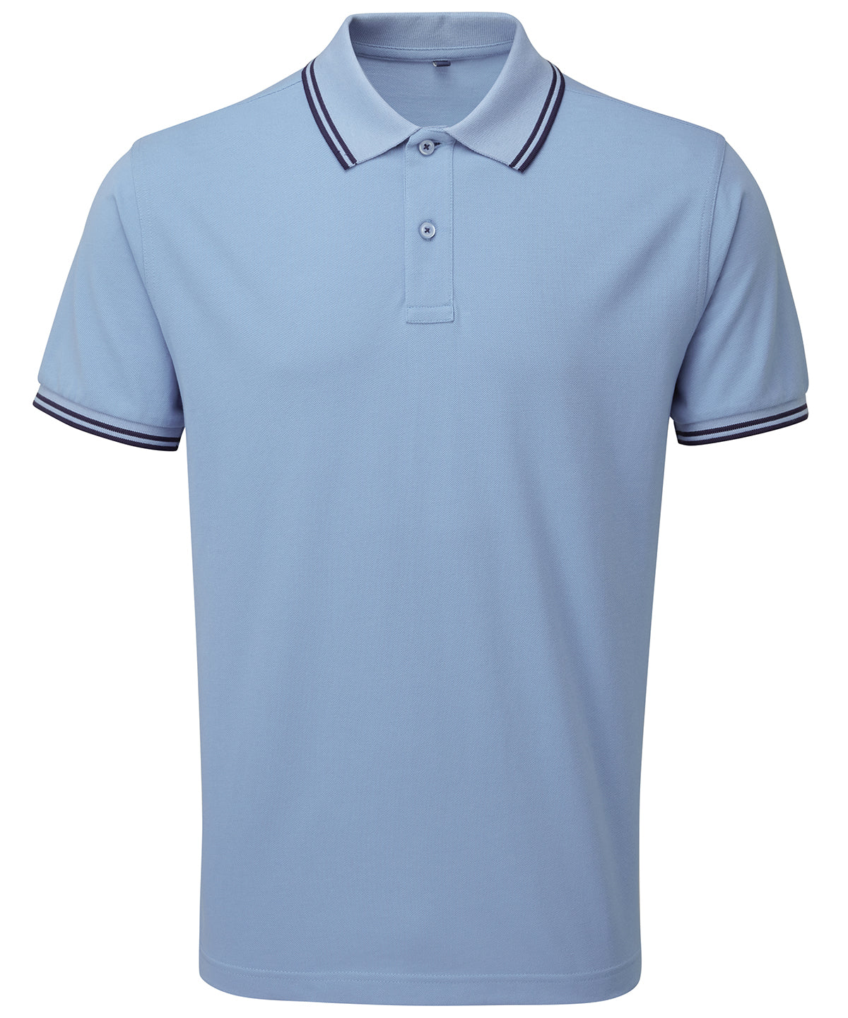 Cornflower/Navy - Men's classic fit tipped polo - GarmentEmbroidery