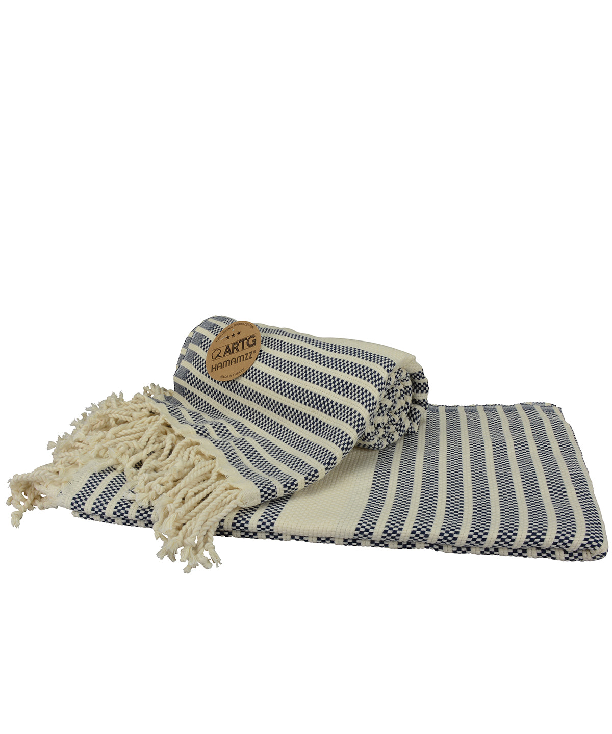 Navy/Cream - ARTG® Hamamzz® peshtemal towel - GarmentEmbroidery