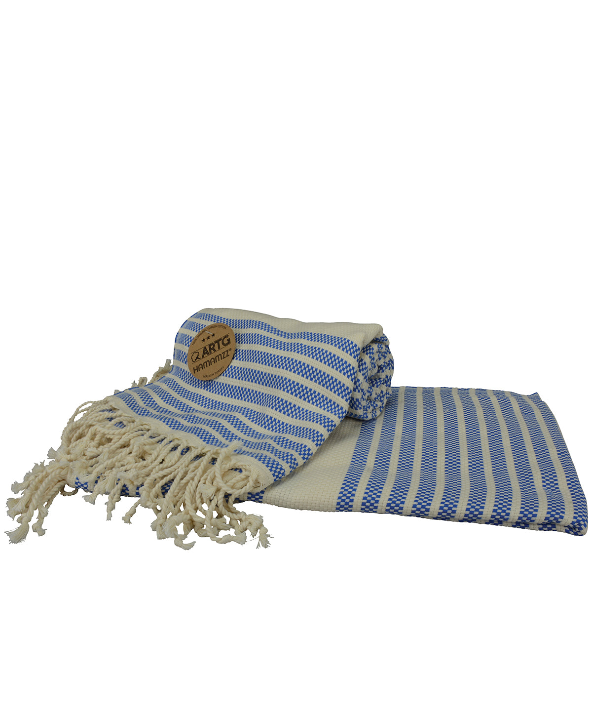 Ocean Blue/Cream - ARTG® Hamamzz® peshtemal towel - GarmentEmbroidery