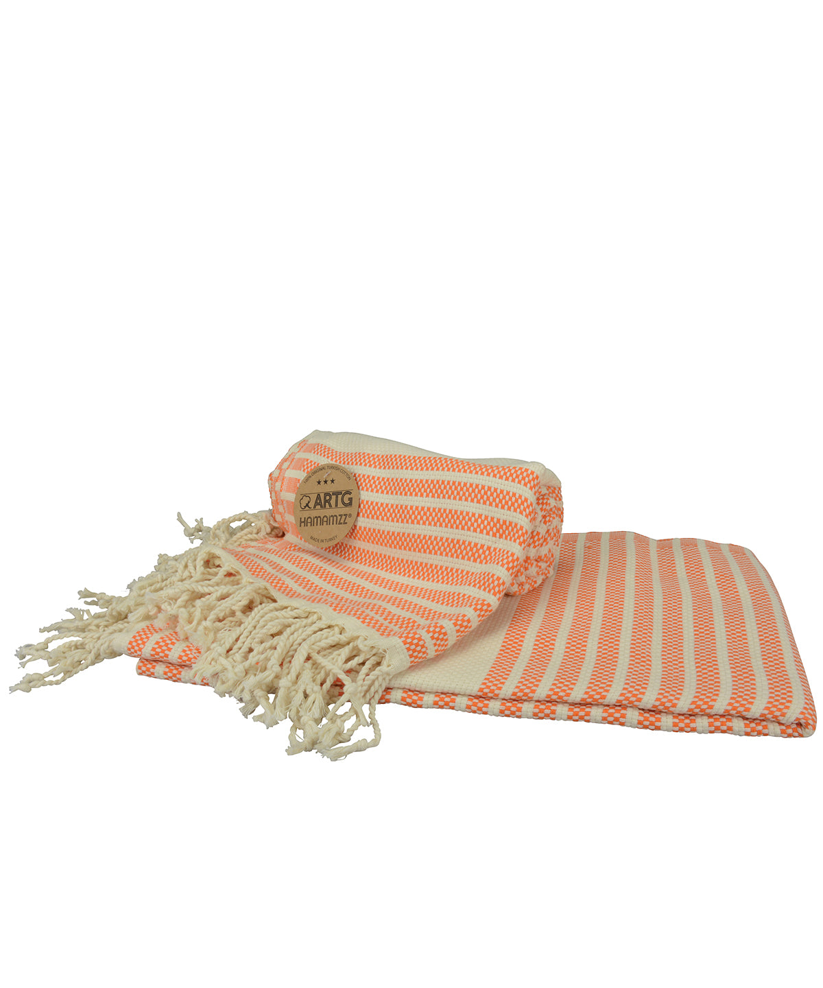 Orange/Cream - ARTG® Hamamzz® peshtemal towel - GarmentEmbroidery