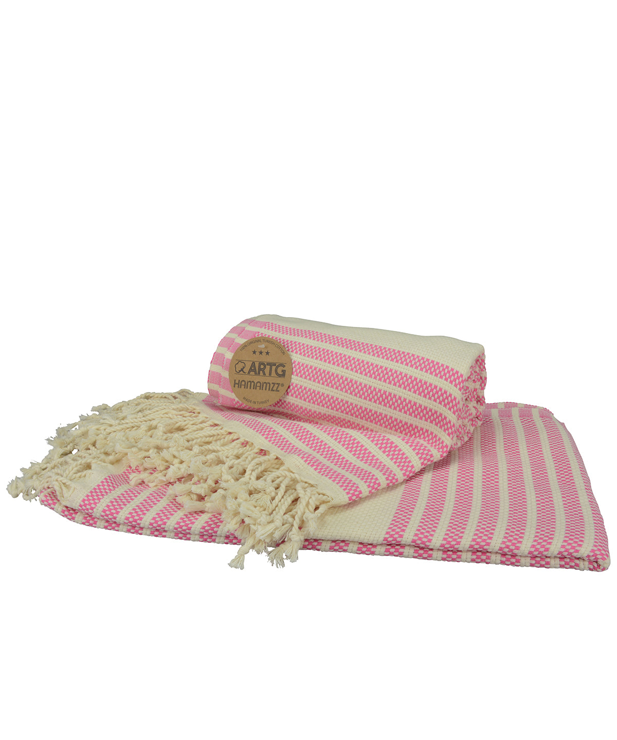 Pink/Cream - ARTG® Hamamzz® peshtemal towel - GarmentEmbroidery
