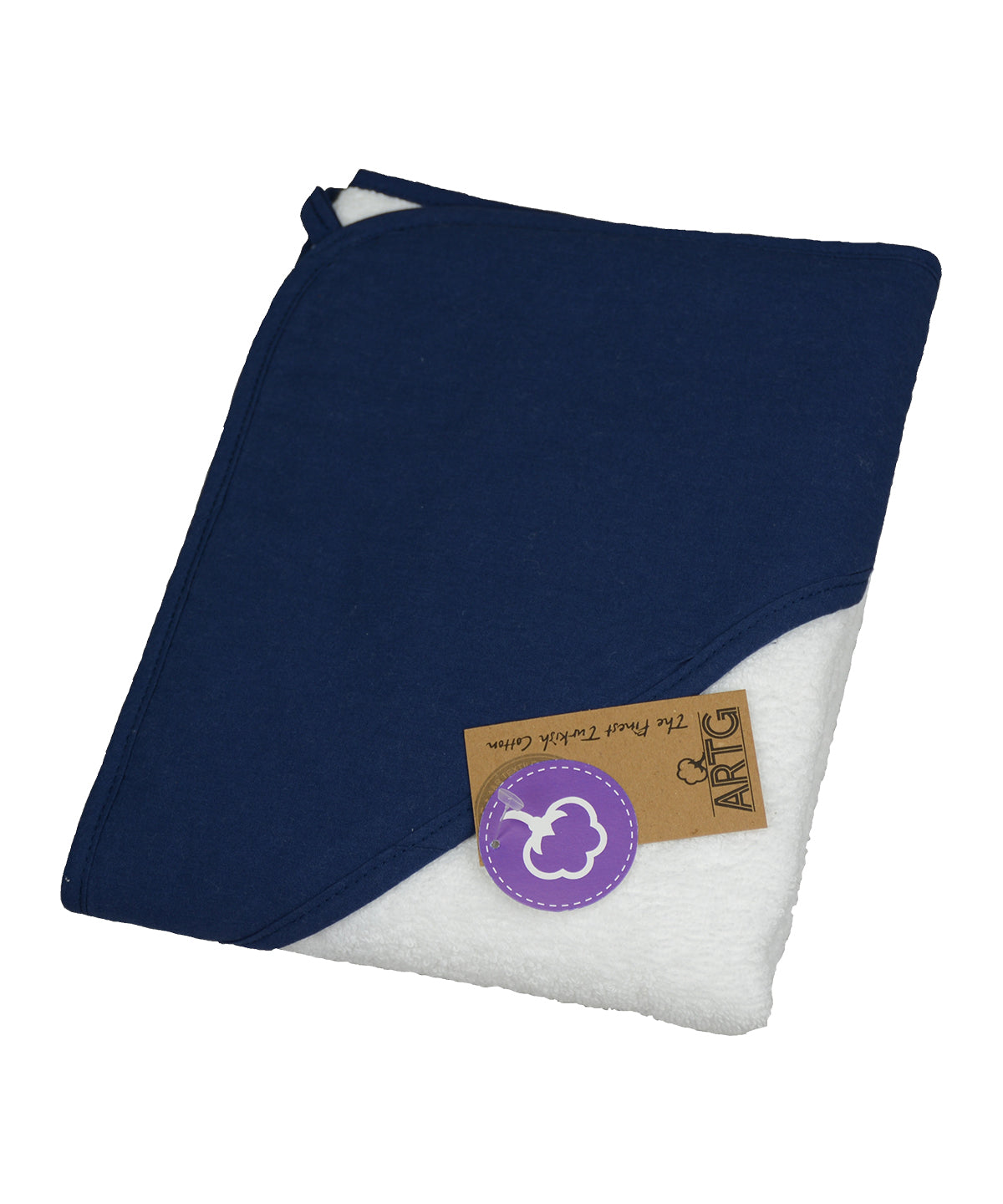 White/French Navy/French Navy - PRINT-Me® baby hooded towel - GarmentEmbroidery