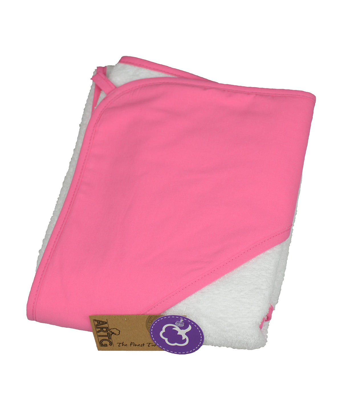 White/Pink/Pink - PRINT-Me® baby hooded towel - GarmentEmbroidery