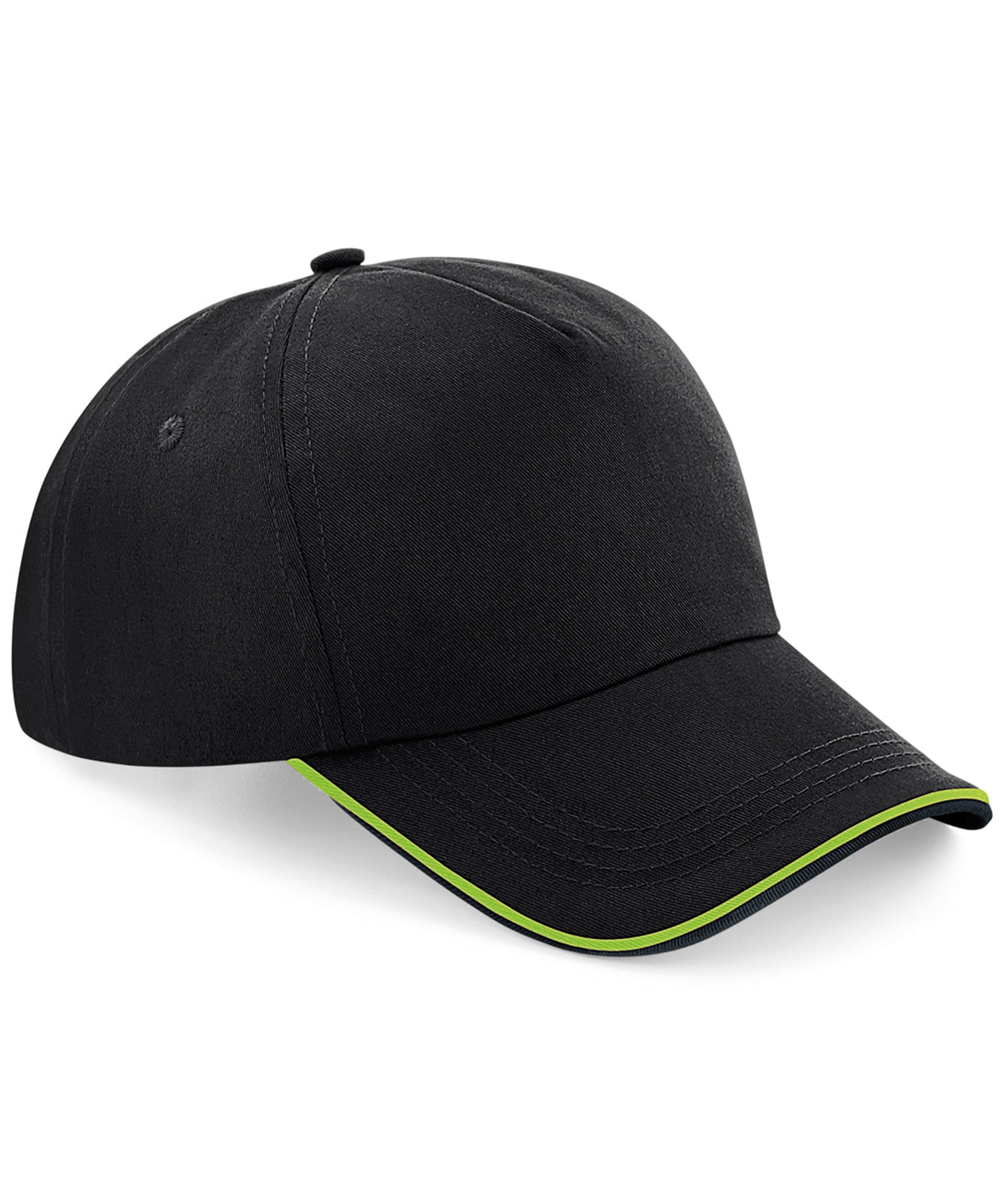 Black/Lime Green - Authentic 5-panel cap - piped peak - GarmentEmbroidery