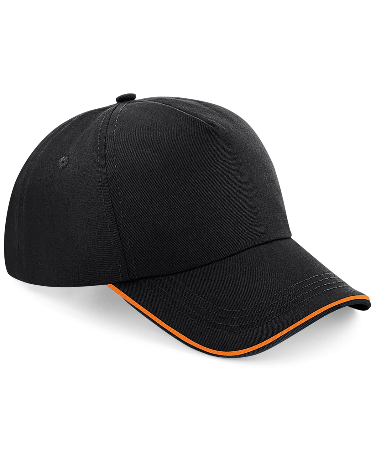 Black/Orange - Authentic 5-panel cap - piped peak - GarmentEmbroidery