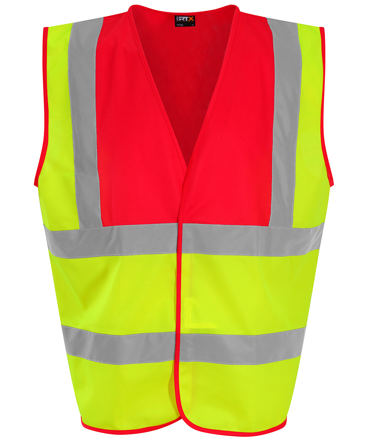 HV Yellow/Red - Waistcoat - GarmentEmbroidery