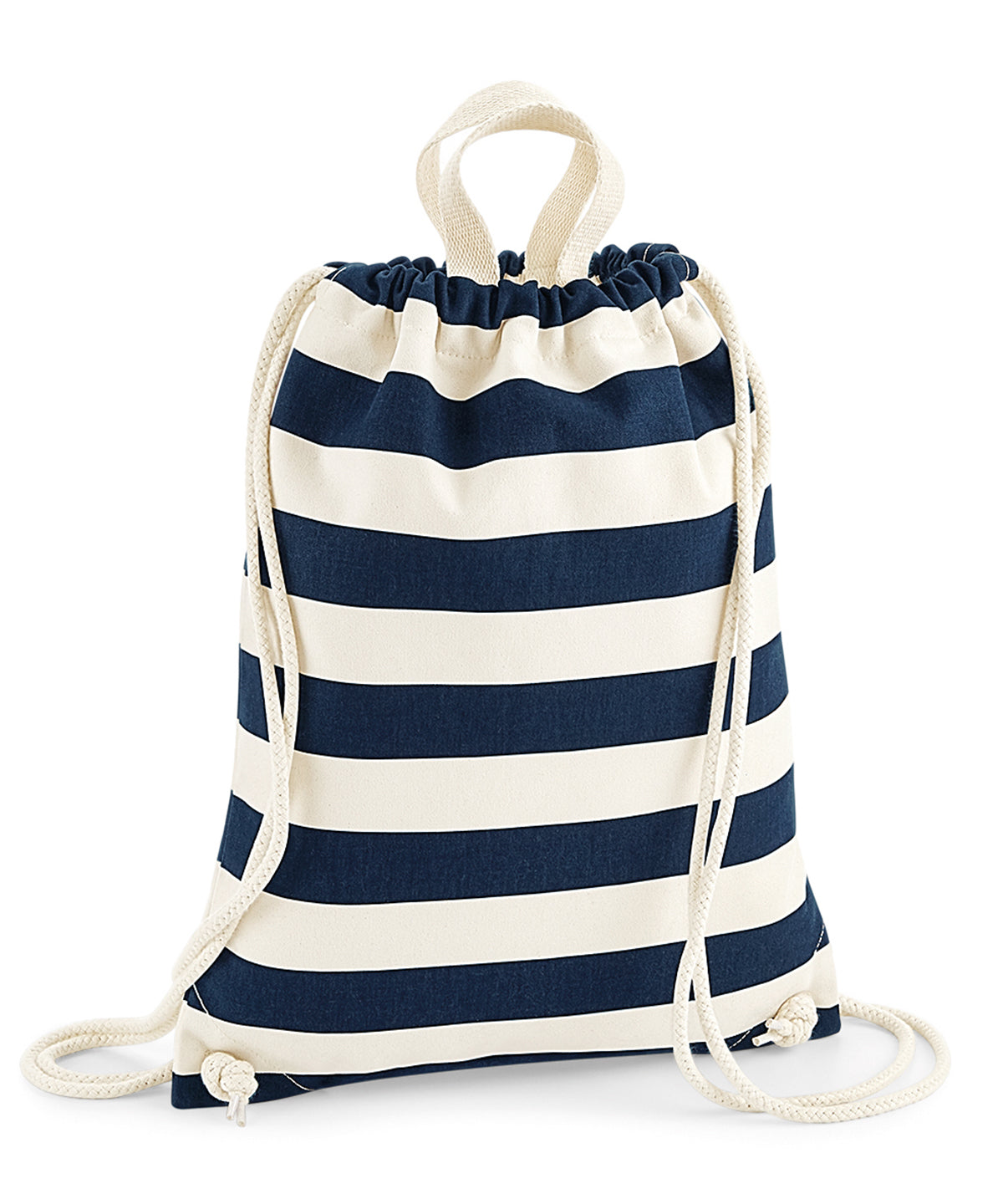 Natural/Navy - Nautical gymsac - GarmentEmbroidery