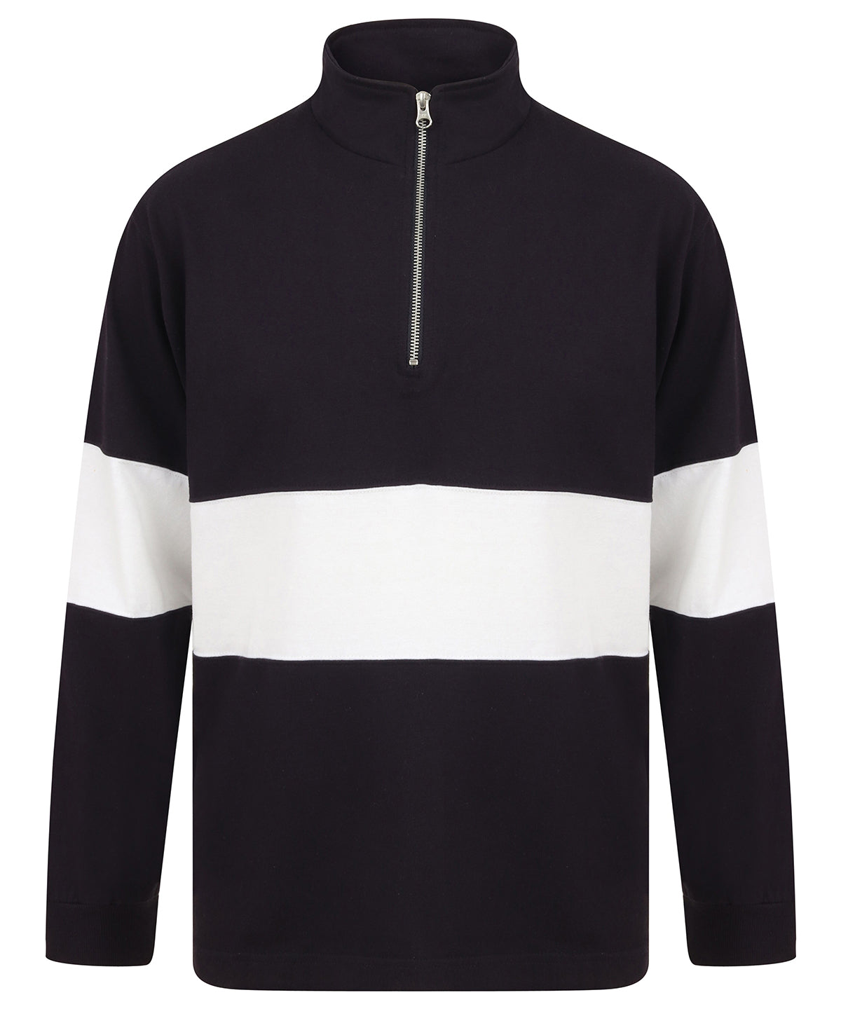 Navy/White - Panelled ¼ zip - GarmentEmbroidery
