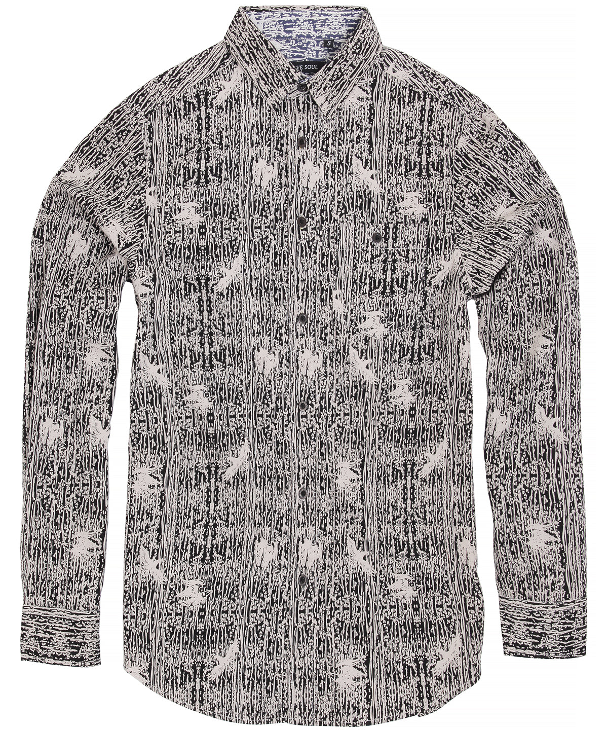 Ink/Optic White - Brave Soul Idris - long sleeve full printed shirt - GarmentEmbroidery