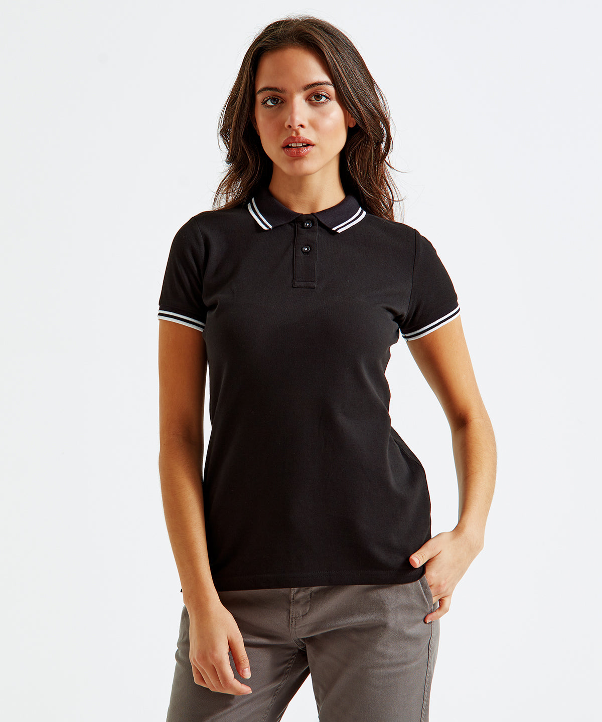 Royal/White - Women's classic fit tipped polo - GarmentEmbroidery
