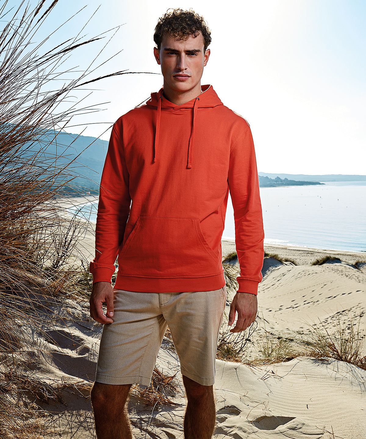 Heather Grey - Men's coastal vintage wash loop back hoodie - GarmentEmbroidery