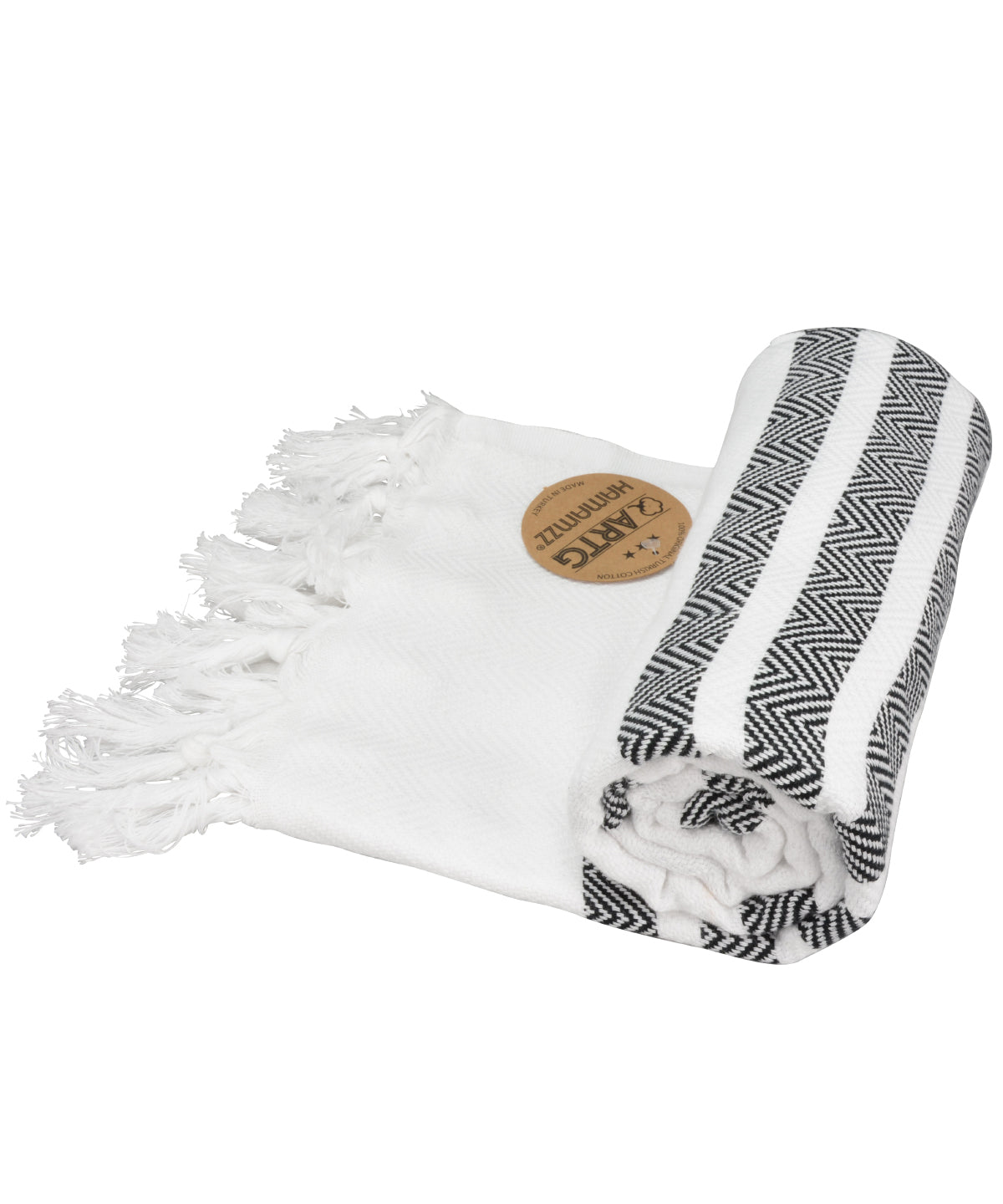 White/Black - ARTG® Hamamzz® dalaman towel - GarmentEmbroidery