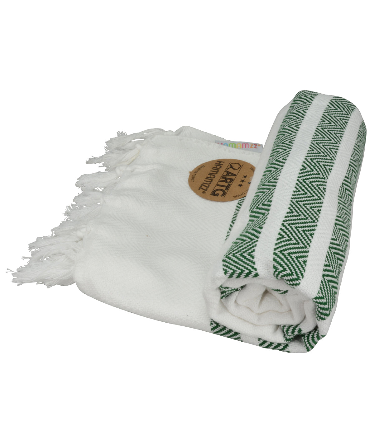 White/Dark Green - ARTG® Hamamzz® dalaman towel - GarmentEmbroidery