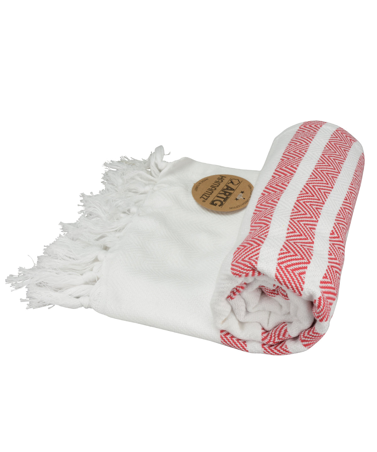 White/Fire Red - ARTG® Hamamzz® dalaman towel - GarmentEmbroidery