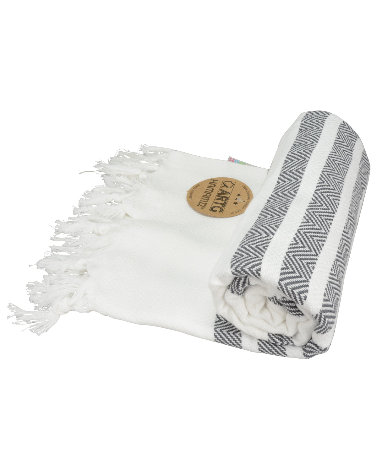 White/Light Grey - ARTG® Hamamzz® dalaman towel - GarmentEmbroidery