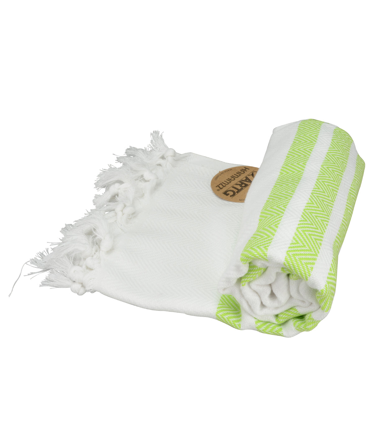 White/lime Green - ARTG® Hamamzz® dalaman towel - GarmentEmbroidery