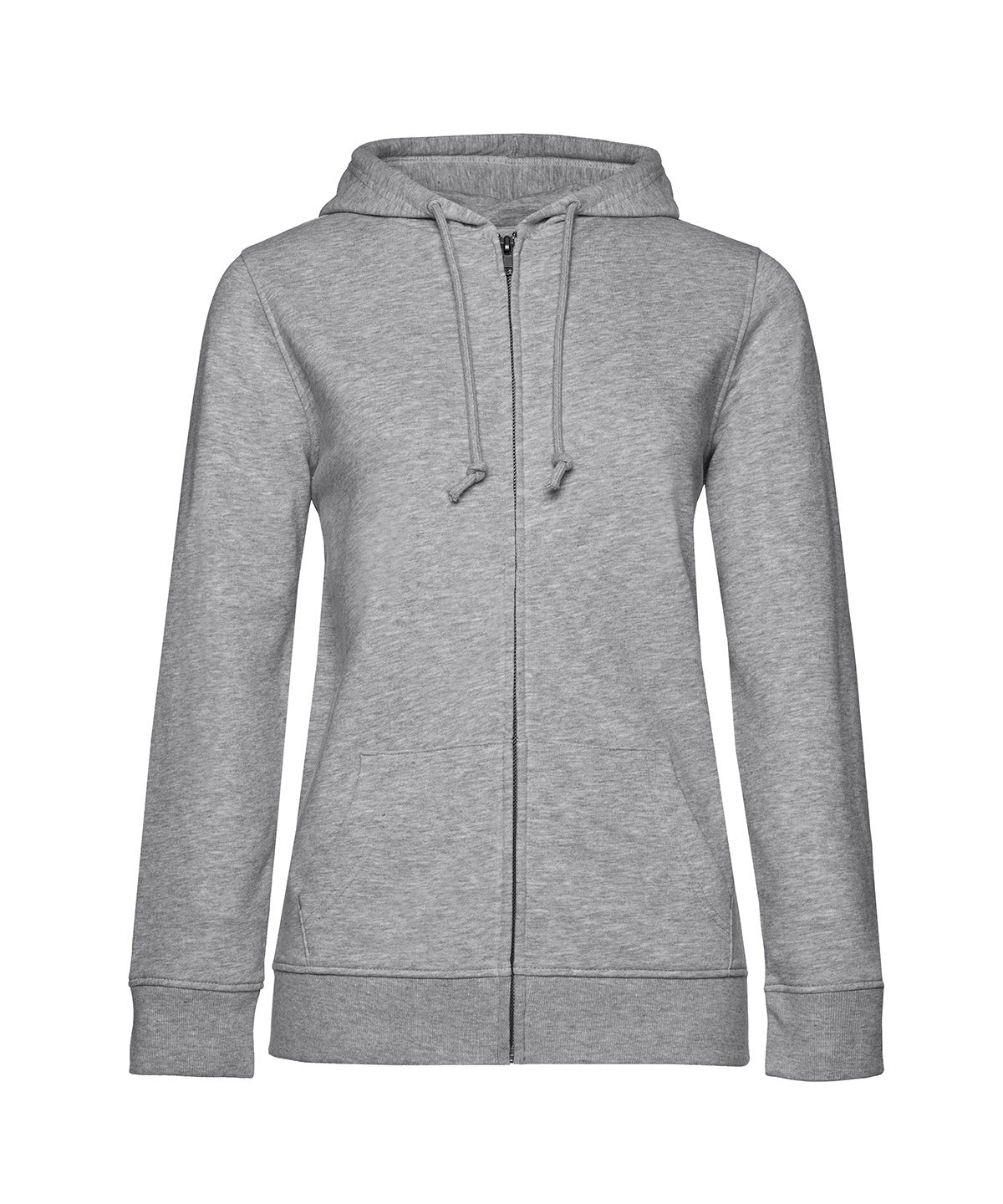 Heather Grey - B&C Organic Zipped Hood /women - GarmentEmbroidery