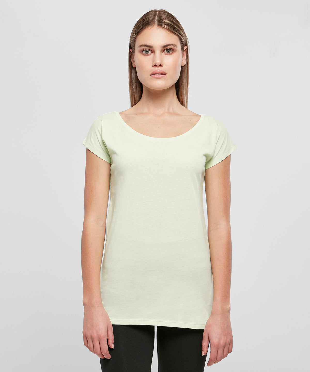 White - Women's wide neck tee - GarmentEmbroidery
